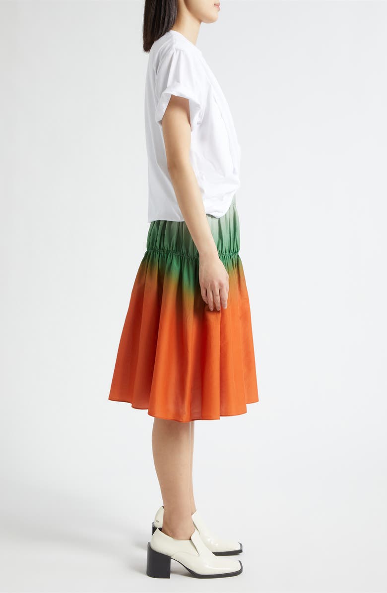 3.1 Phillip Lim Mixed Media Ombré Midi Dress, Alternate, color, White-Flame Multi