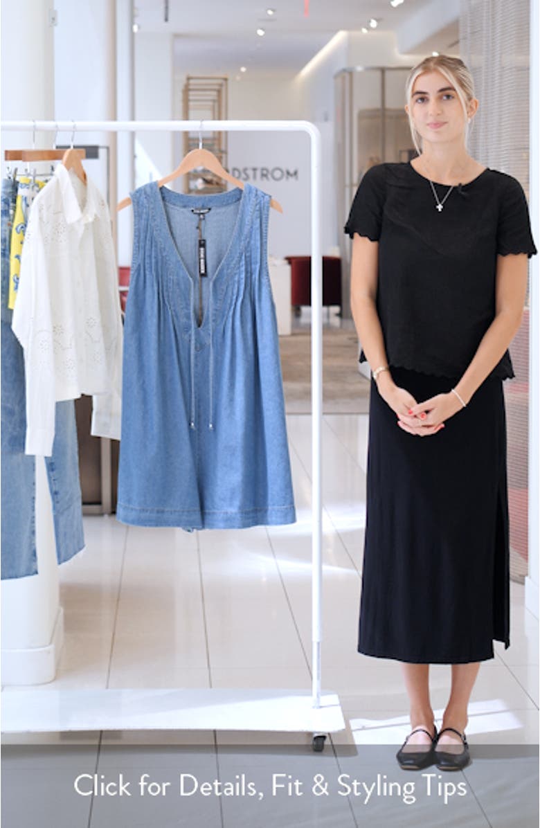 Mick Pintuck Denim Romper, sales video thumbnail