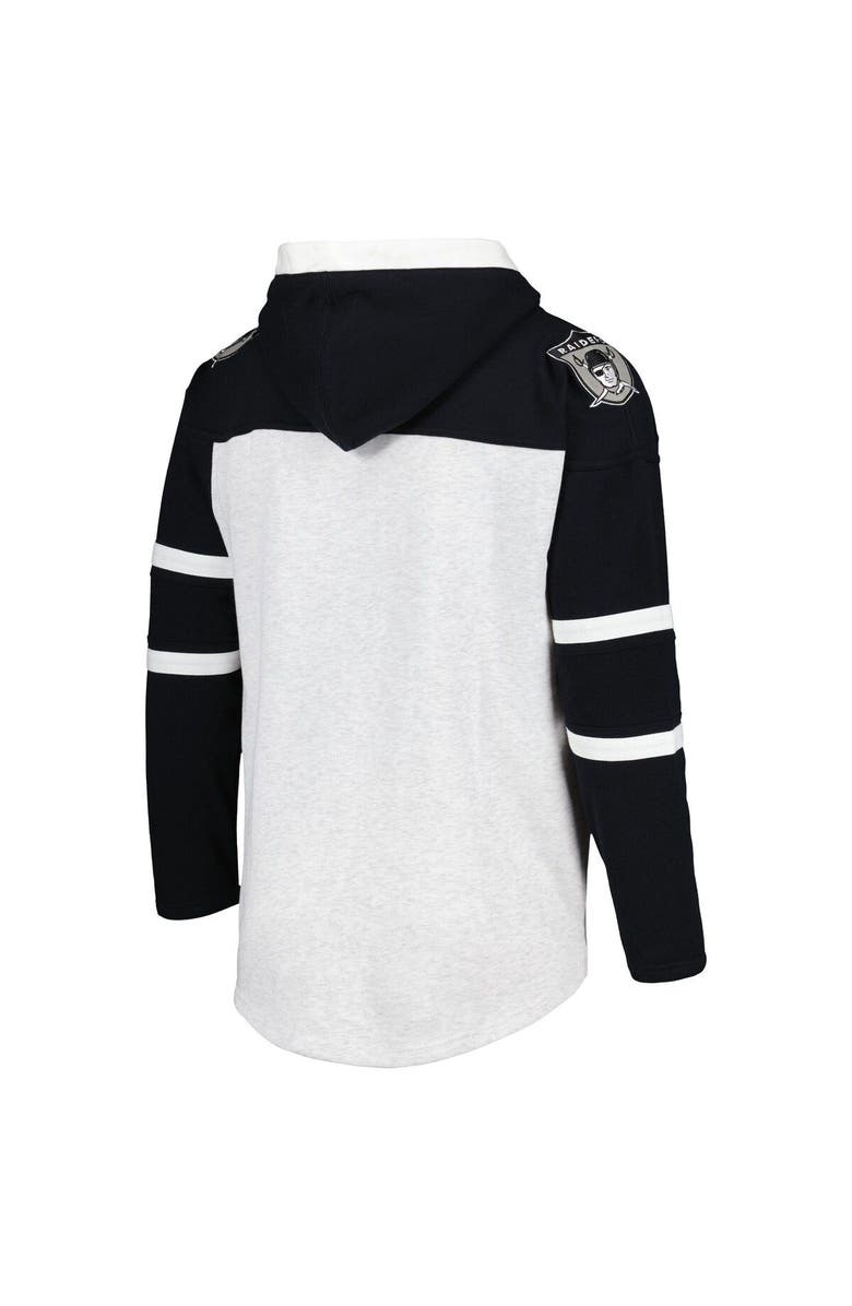 '47 Men's '47 Las Vegas Raiders Heather Gray Historic Logo Gridiron Lace-Up Pullover Hoodie, Alternate, color, Gray