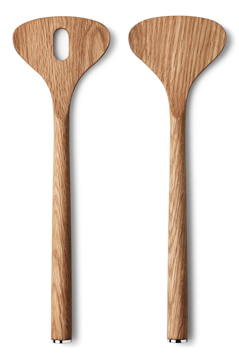 Alfredo Oak Salad Serving Set, Main, color, BROWN