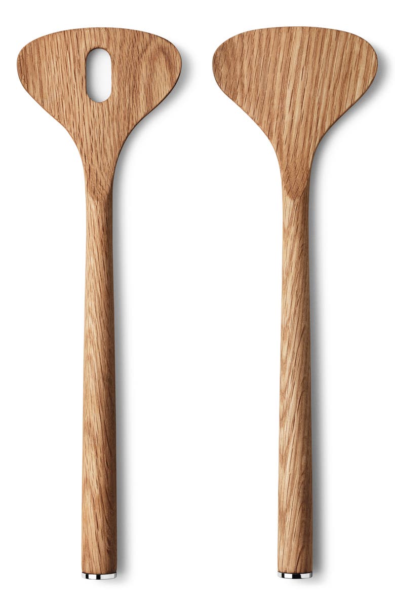 Georg Jensen Alfredo Oak Salad Serving Set, Main, color, Brown