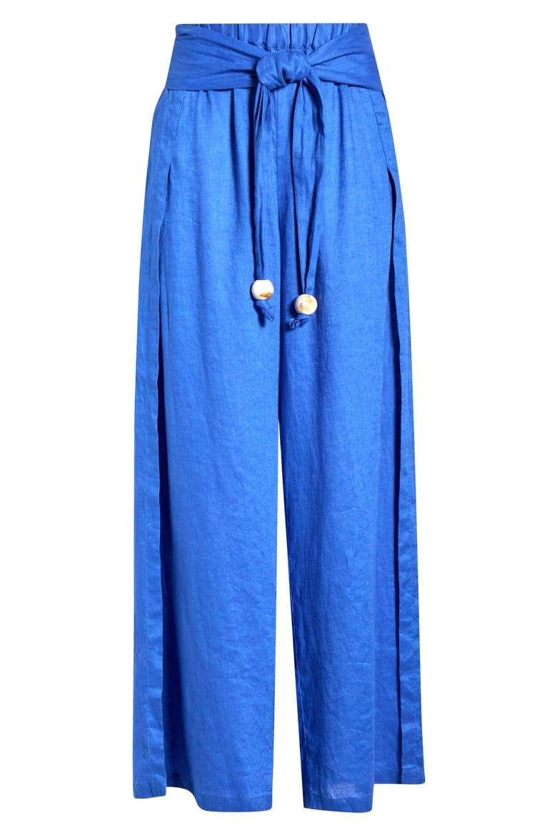 Tie Side Linen Cover-Up Pants, Alternate, color, SAPPHIRE BLUE