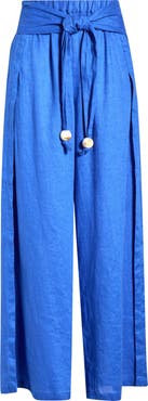 Elan Tie Side Linen Cover-Up Pants