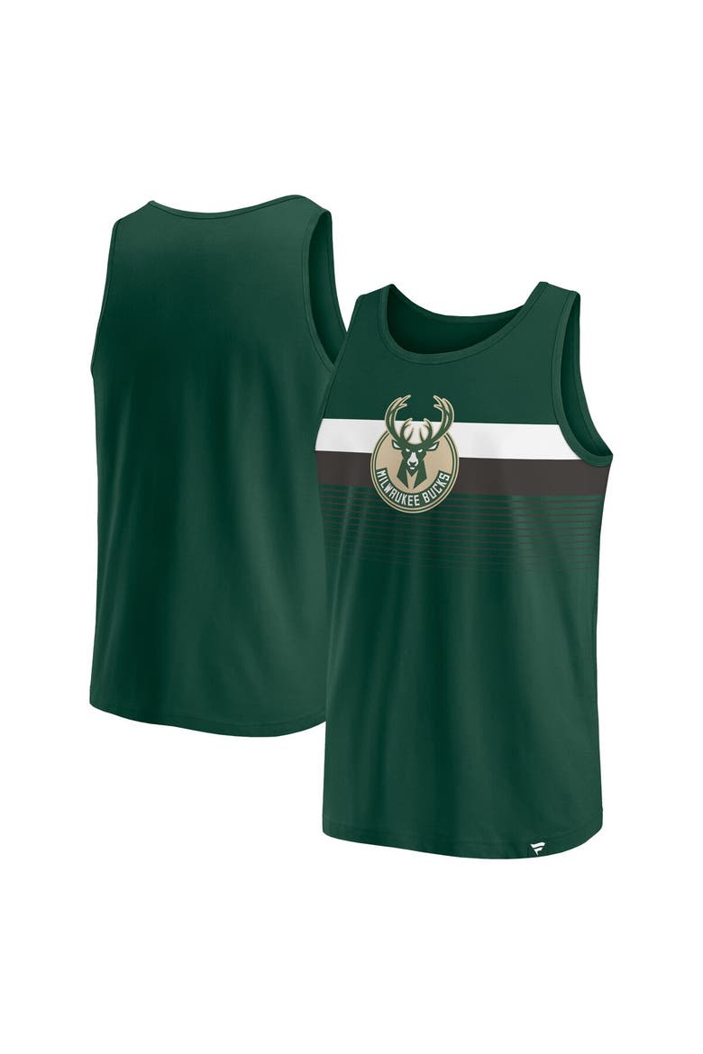 Men's Fanatics Branded Hunter Green Milwaukee Bucks Wild Game Tank Top, Alternate, color, Hunter Green
