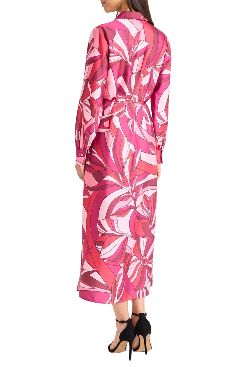 Collared Long Sleeve Maxi Dress, Alternate, color, CHERRY/ PINK