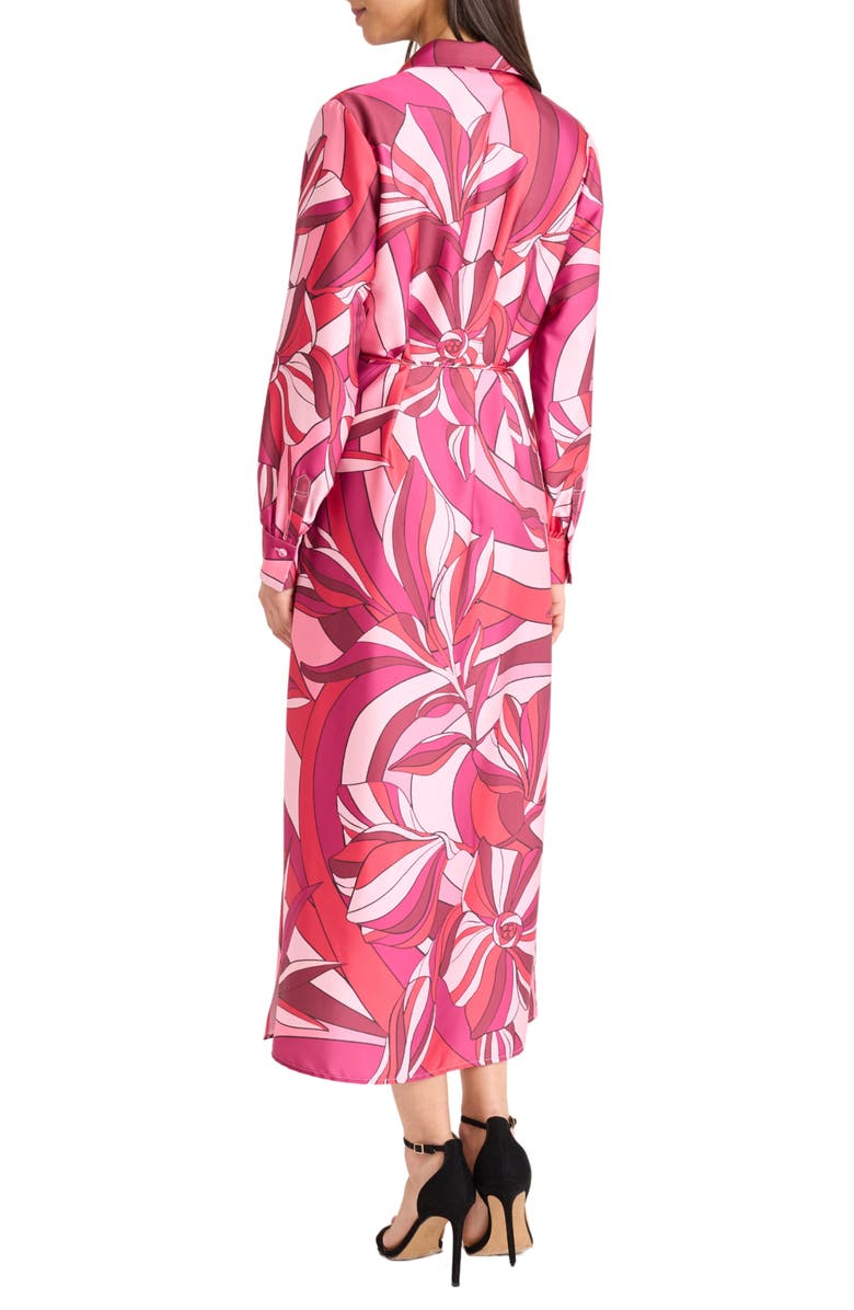 Donna Morgan Collared Long Sleeve Maxi Dress, Alternate, color, Cherry/ Pink