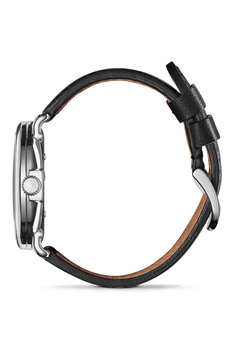 Runwell Leather Strap Watch, 41mm, Alternate, color, BLACK/ CREAM