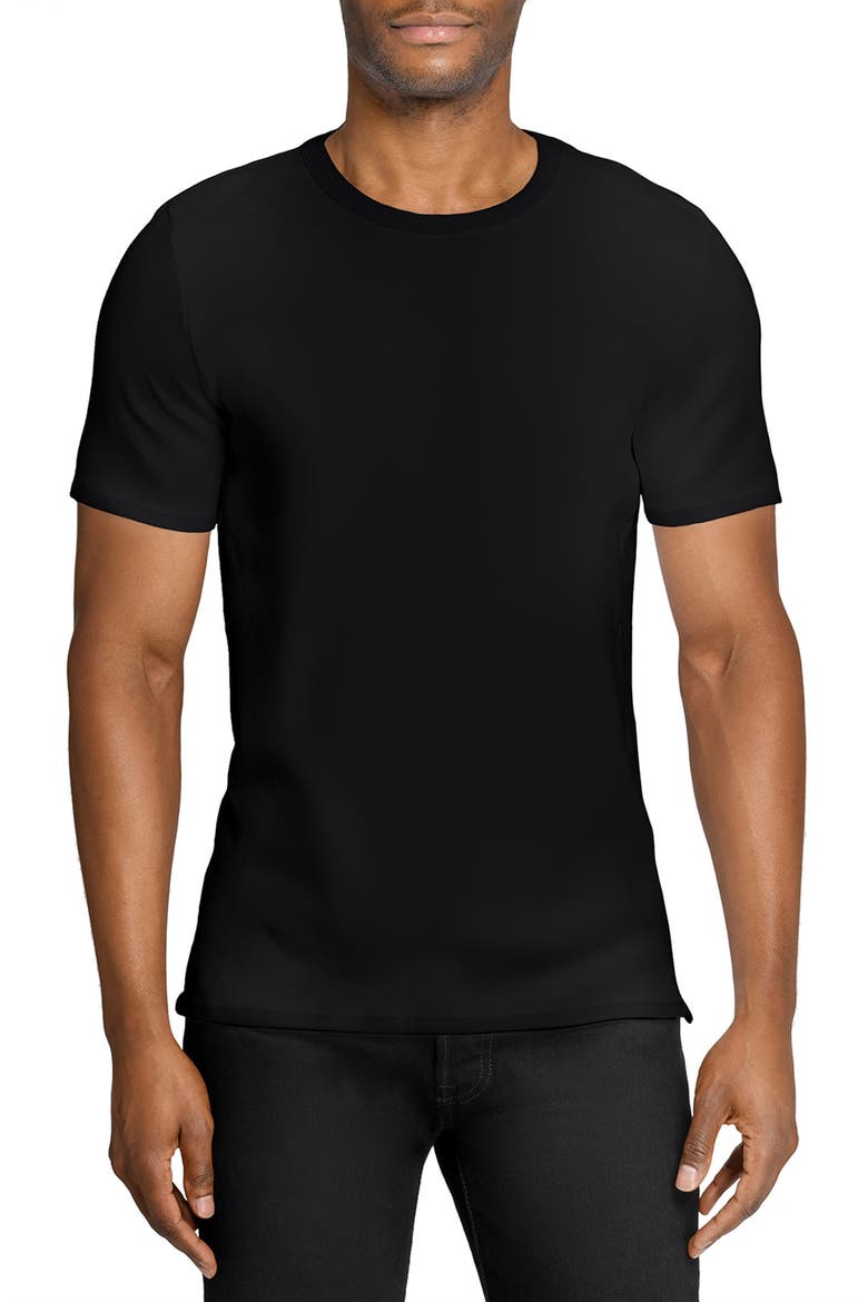 Asher Black Slub Stretch Cotton & Modal T-Shirt, Main, color, BLACK