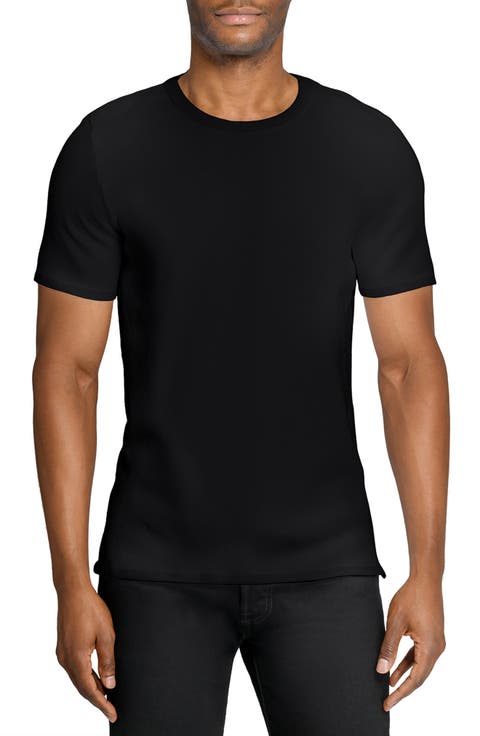 Asher White Slub Stretch Cotton & Modal T-Shirt