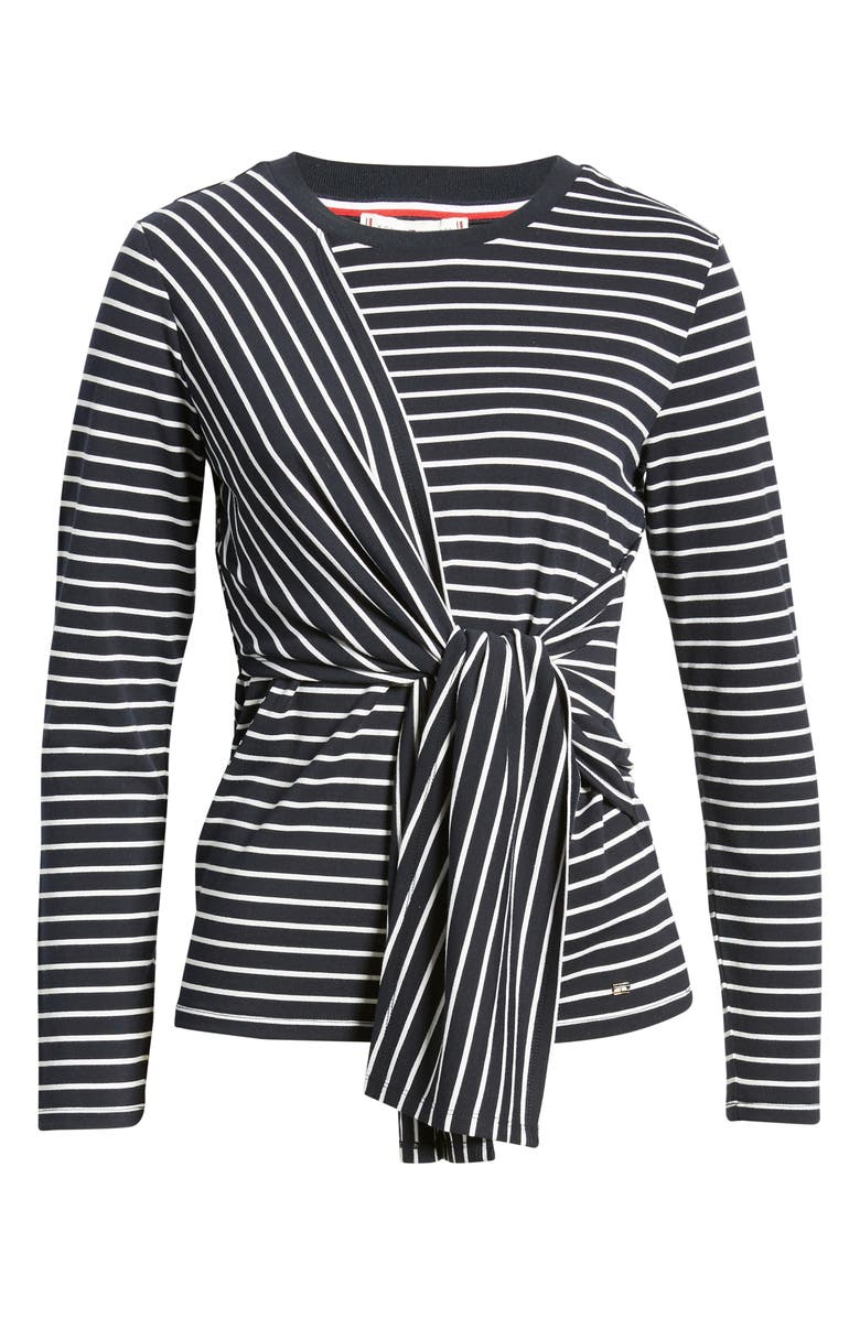 Tommy Hilfiger Stripe Long Sleeve Tie Front Top, Alternate, color, 