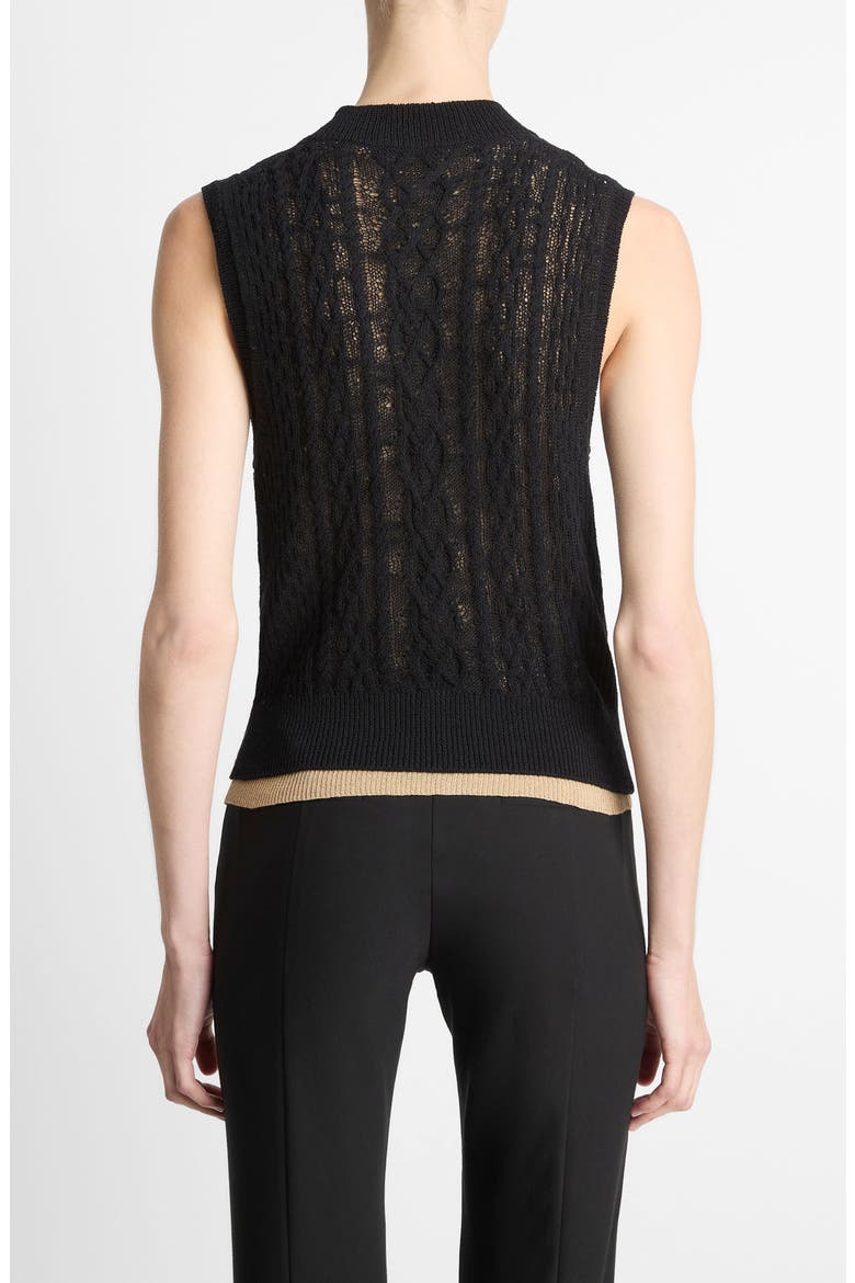 Mock Neck Cable Stitch Sweater Vest, Alternate, color, BLACK/GOLD CLIFF