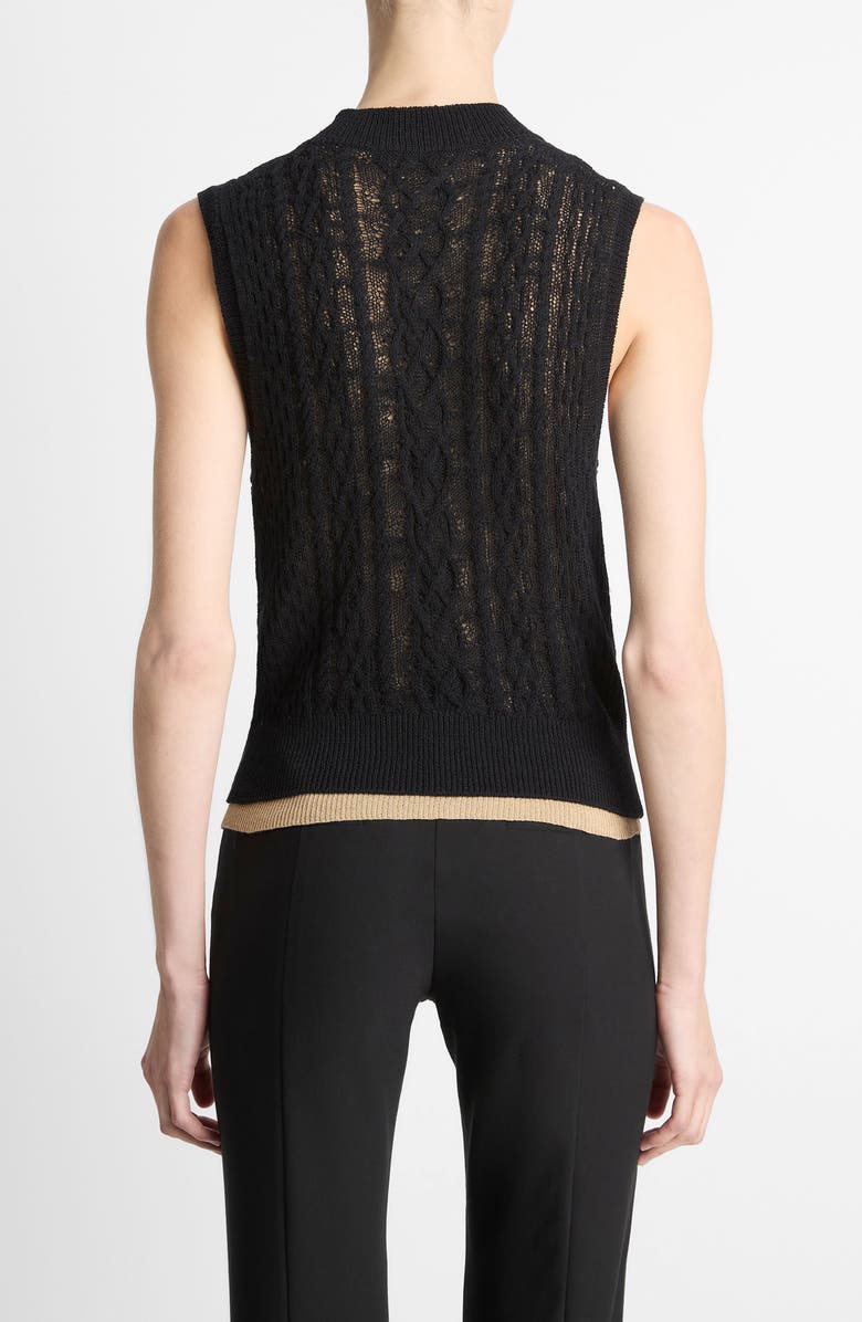 Vince Mock Neck Cable Stitch Sweater Vest, Alternate, color, Black/Gold Cliff