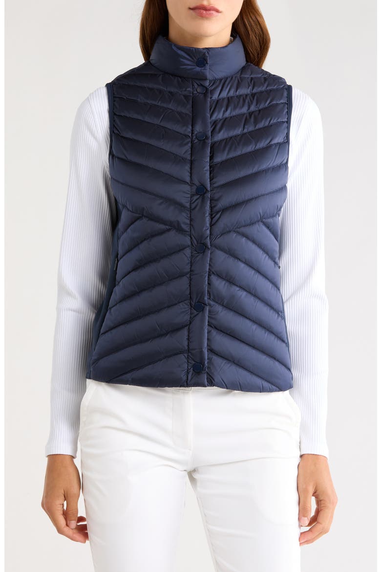 V Quilted Down Stretch Vest, Alternate, color, TWILIGHT