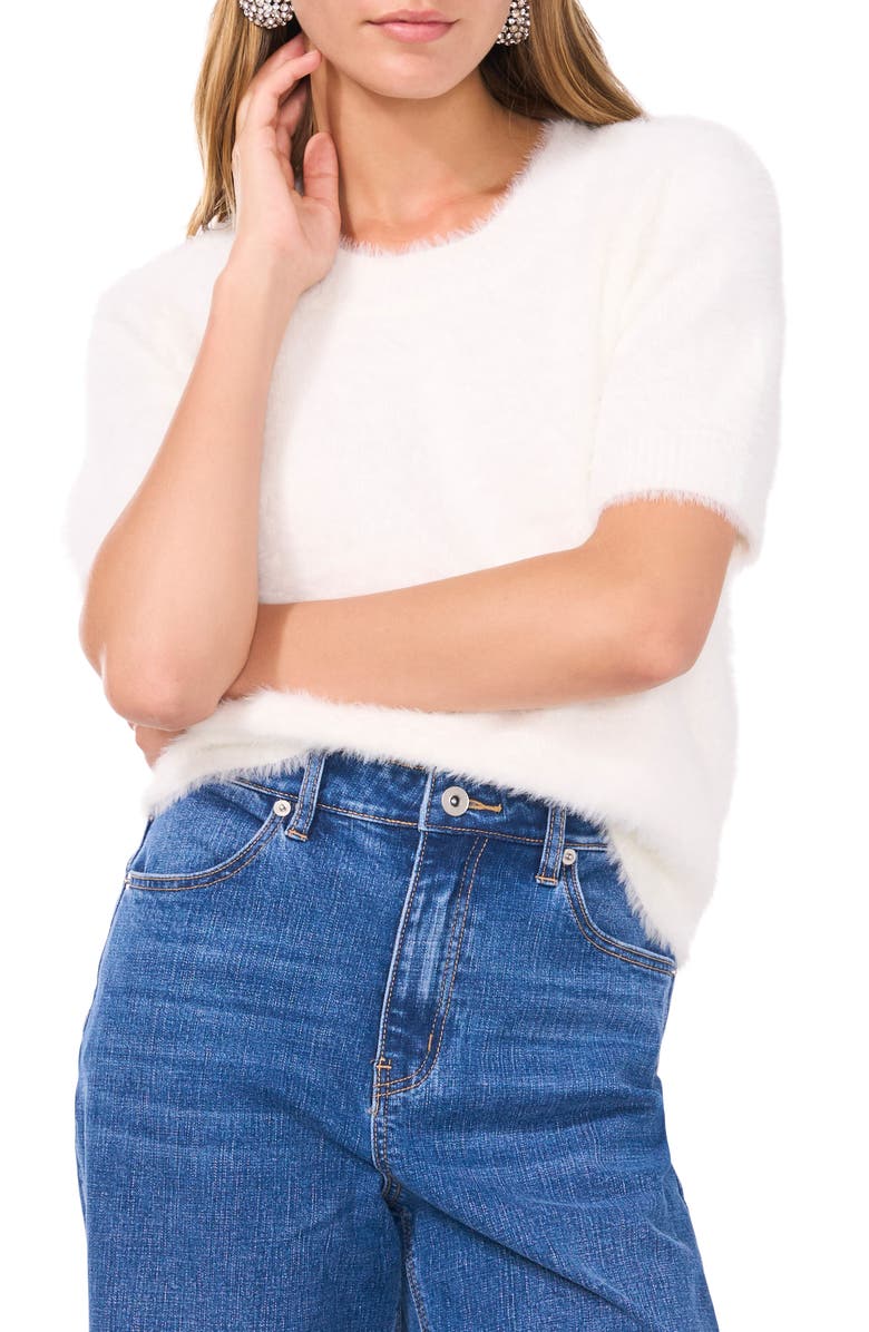 1.STATE Eyelash Knit Short Sleeve Sweater, Main, color, 