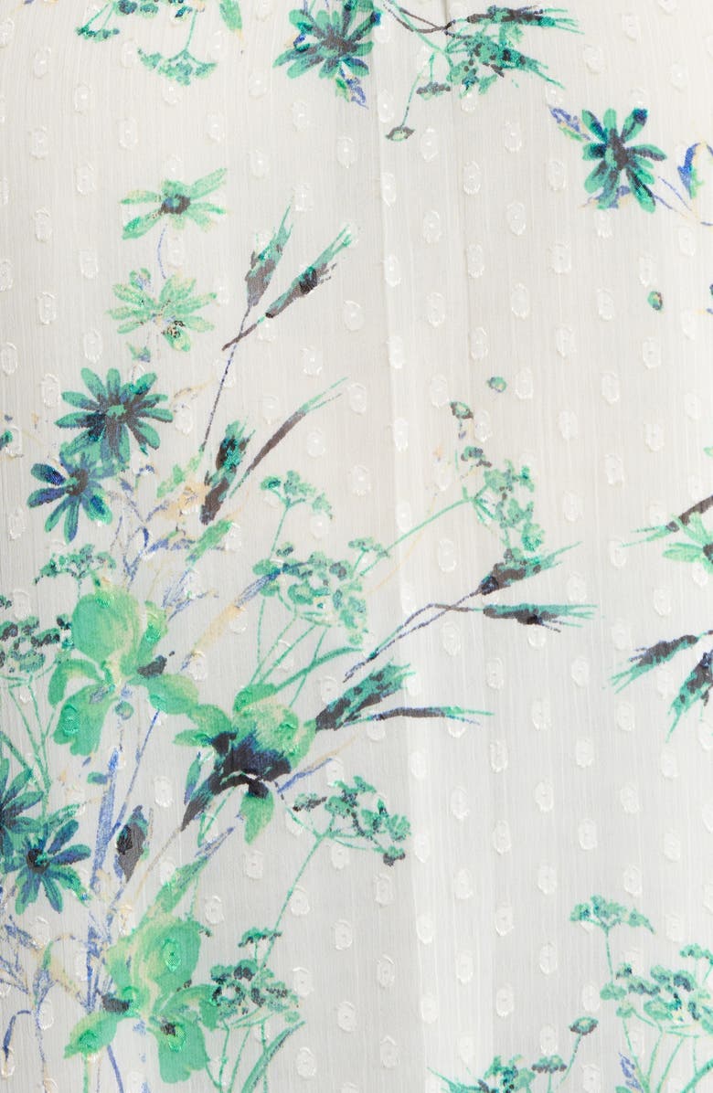 Jones New York Floral Print Clip Dot Top, Alternate, color, White Sand Multi