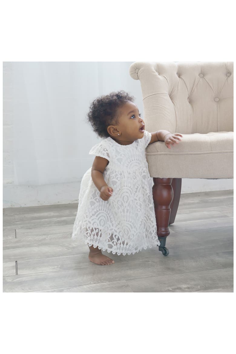 Lace Christening Gown & Bonnet Set, Alternate, color, OFF WHITE
