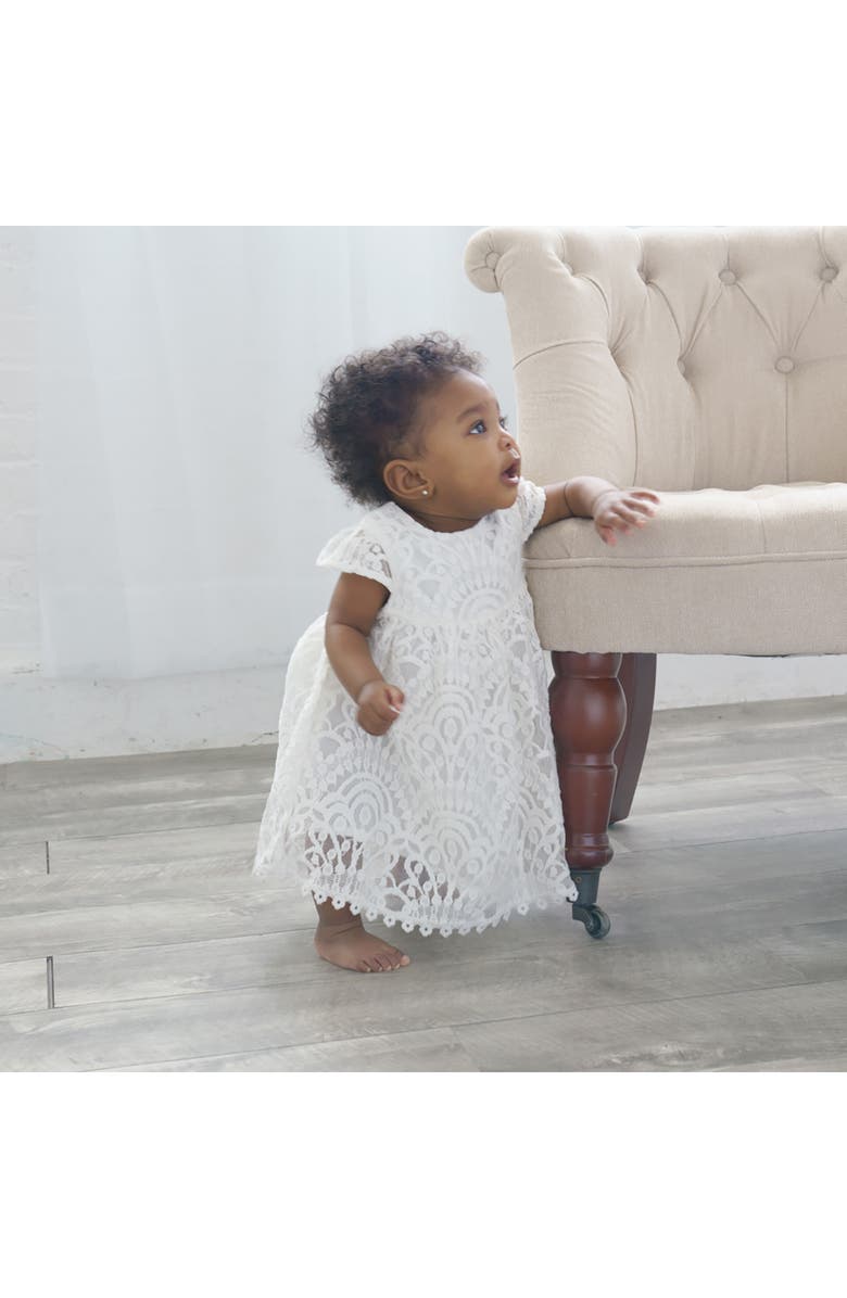 Carriage Boutique Lace Christening Gown & Bonnet Set, Alternate, color, Off White