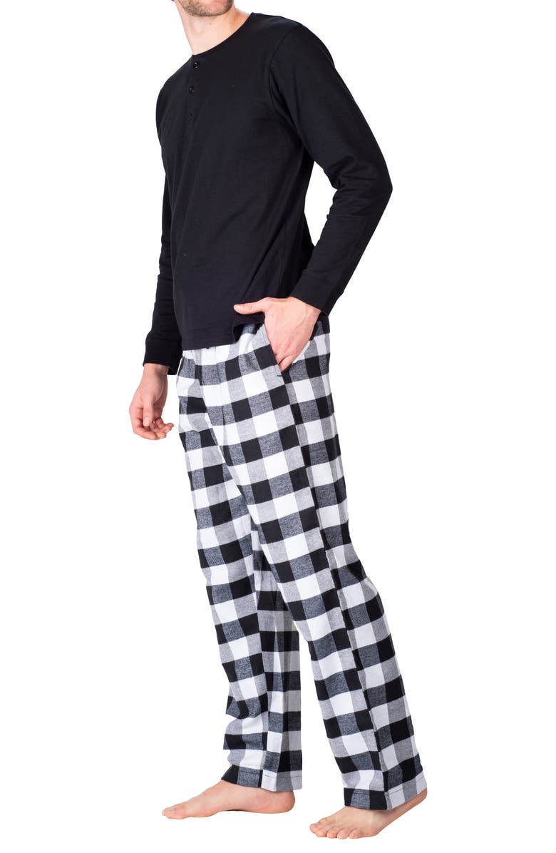 SLEEPHERO Flannel Pajama Set, Alternate, color, White And Black Buffalo Check