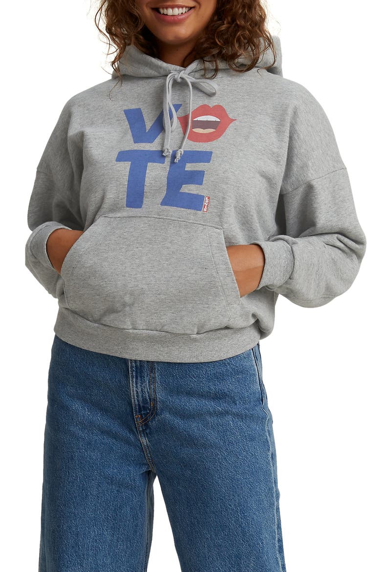 Levi's® Vote Graphic Hoodie, Main, color, LIPS- GREY HEATHER