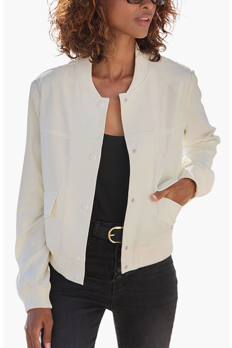 Snap Front Bomber Jacket, Main, color, Ivory