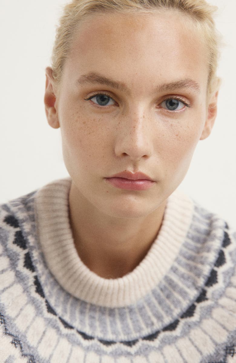 MANGO Fair Isle Jacquard Crewneck Sweater, Alternate, color, Grey