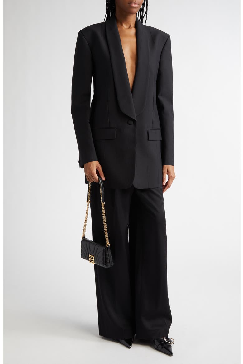 Metallic Pinstripe One-Button Blazer, Alternate, color, BLACK