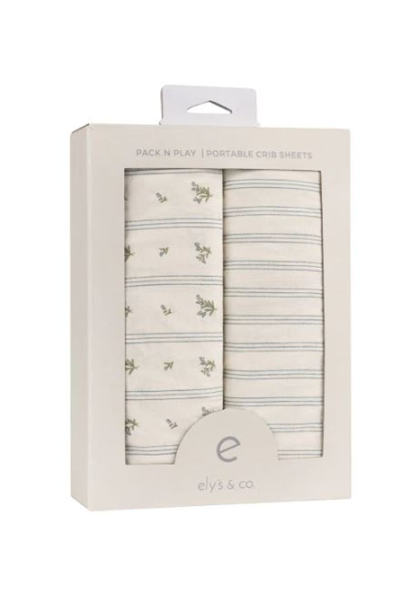 Baby Fitted Pack n Play - Mini Crib Sheet 2 Packs, Alternate, color, Linear Berry Leaf