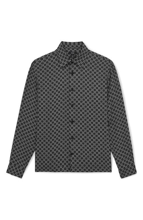 Reiss Nix Print Button-up Shirt In Black