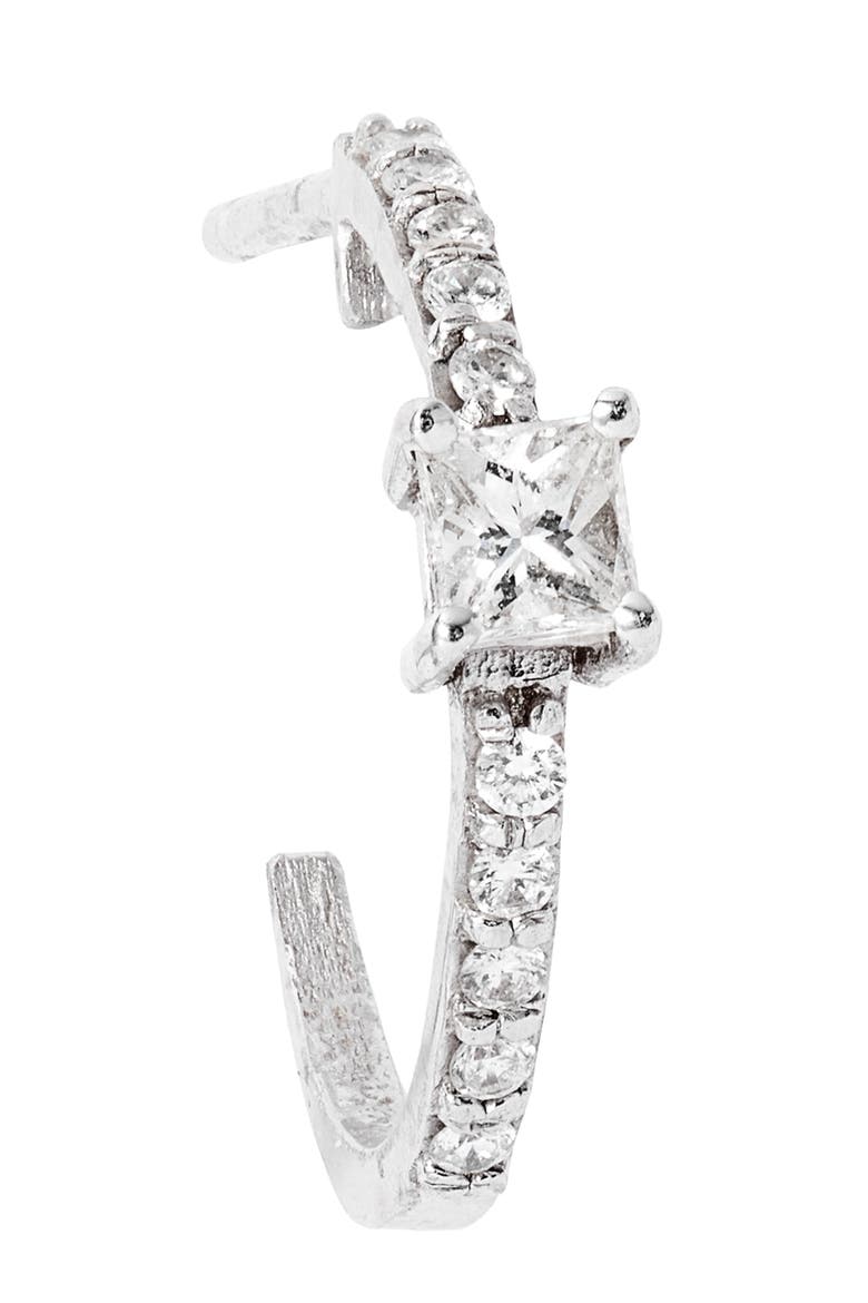 Fancy Diamond Huggie Hoop Earrings, Alternate, color, 18K WG