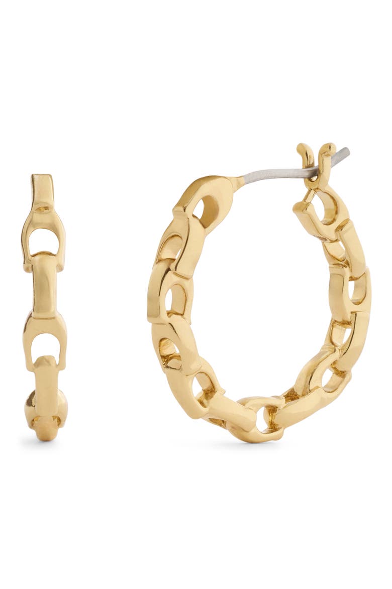 Signature C Small Hoop Earrings, Main, color, SHINY GOLD