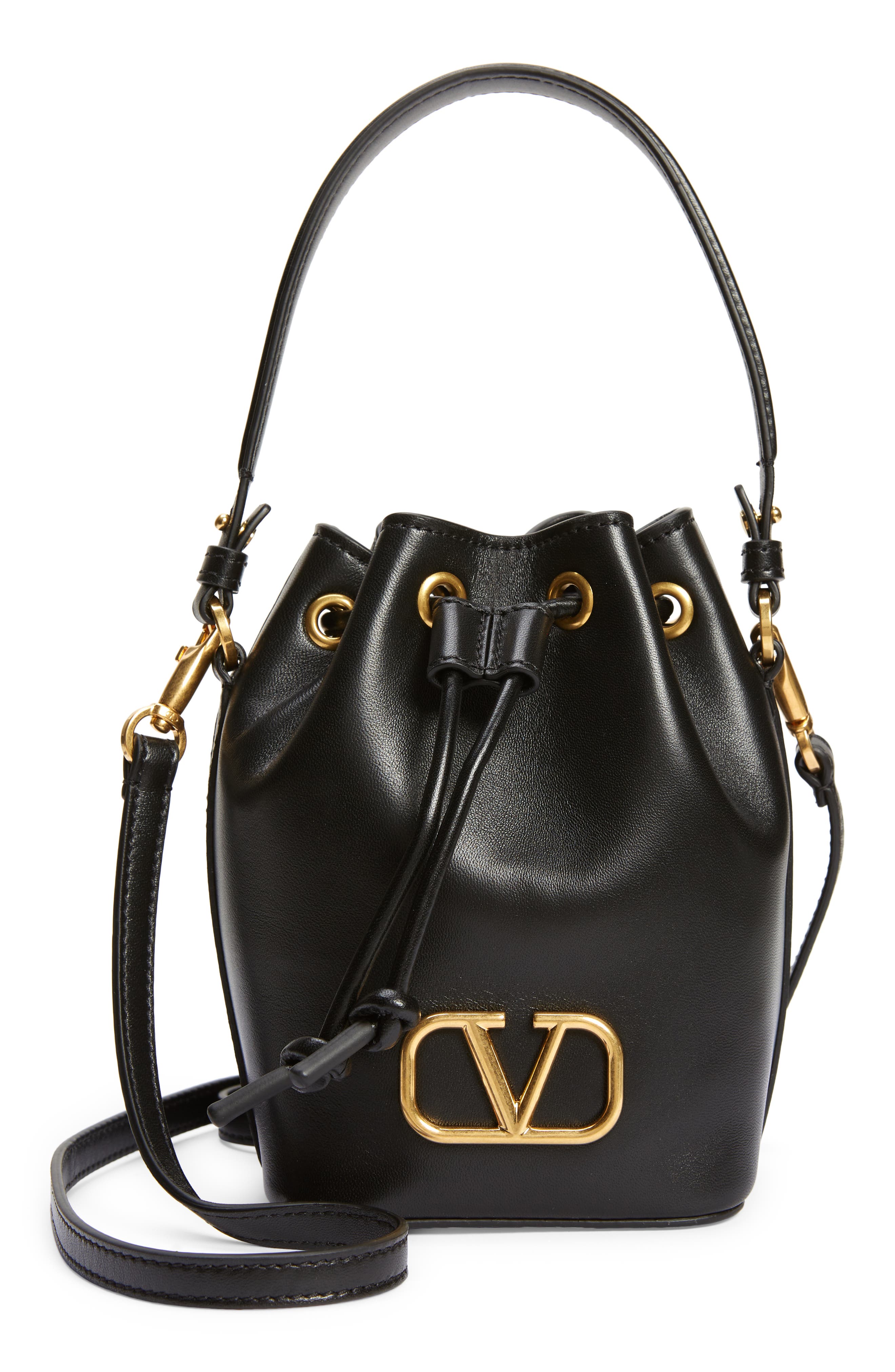 Valentino Garavani Mini VLOGO Signature Leather Bucket Bag, Main, color, 
