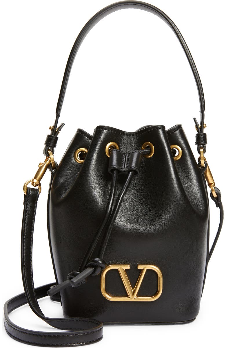 Valentino Garavani Mini VLOGO Signature Leather Bucket Bag, Main, color,