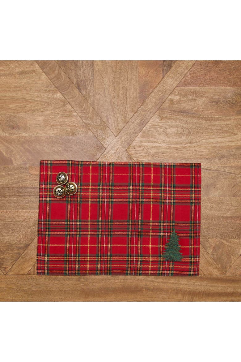 Spruce Tree Plaid Machine Wash Set of 6 Placemats 14" x 20", Alternate, color, Red