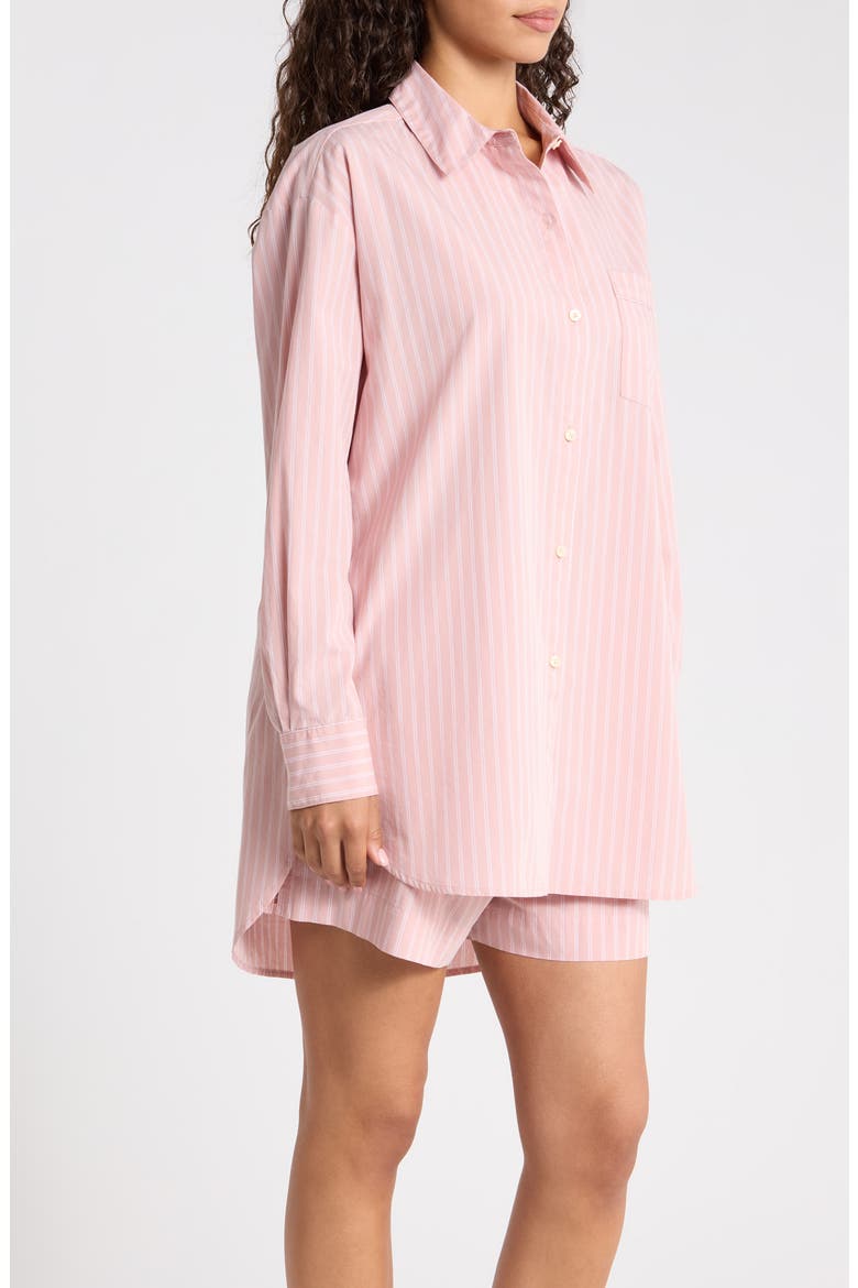 Oversize Stripe Cotton Short Pajamas, Alternate, color, PINK PUFF- WHITE VALLEY STRIPE