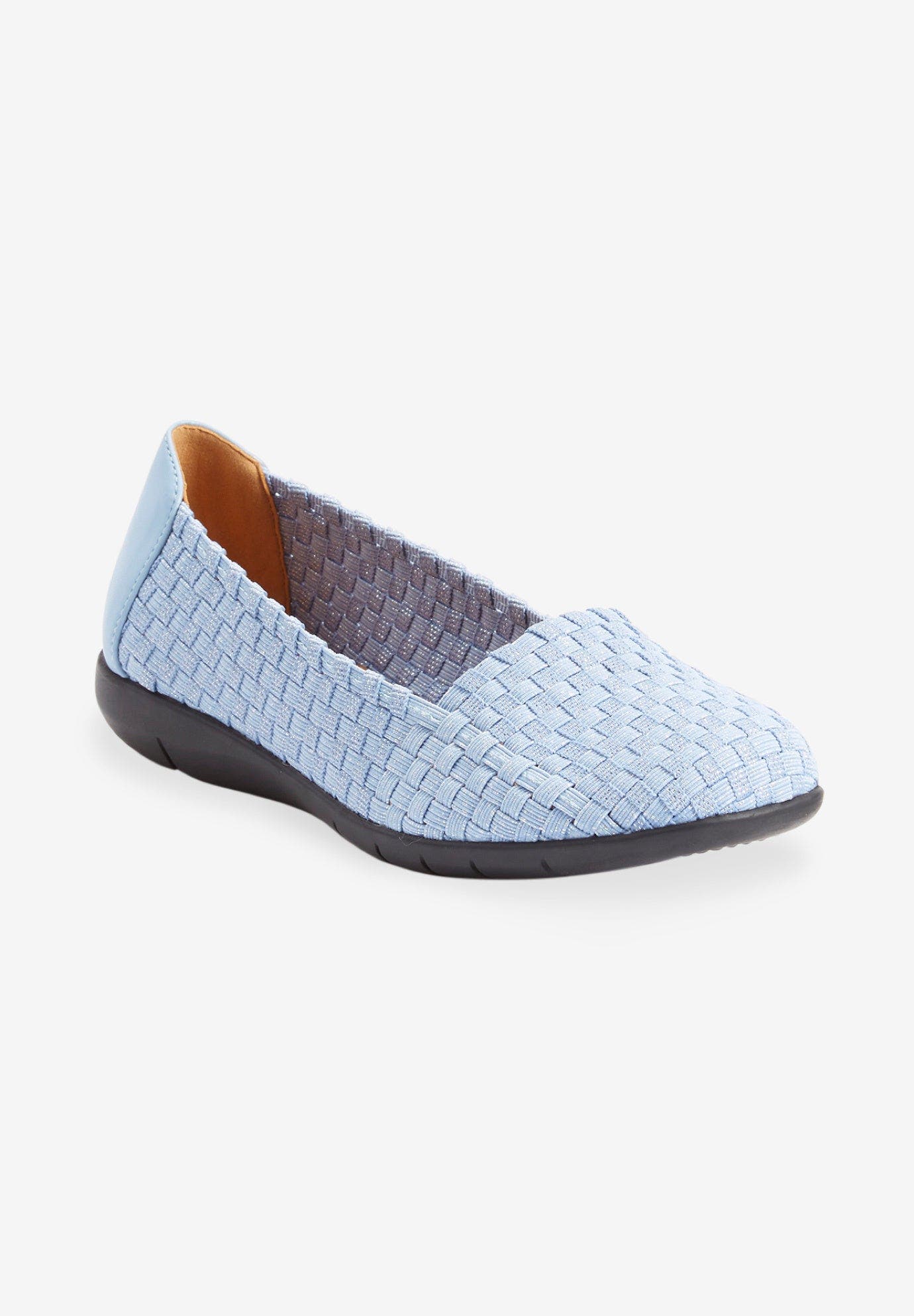 The Bethany Stretch Woven Slip On Flat, Alternate, color, DENIM METALLIC