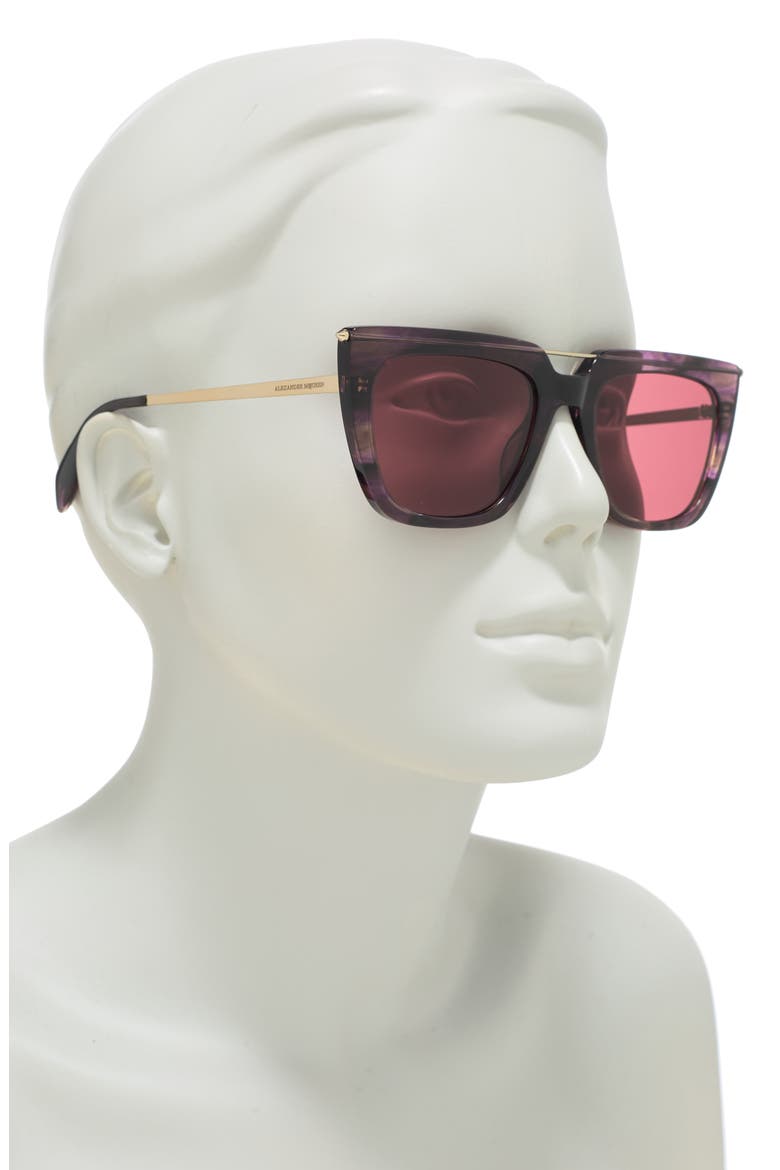 Alexander McQueen 54mm Square Sunglasses, Alternate, color, VIOLET GOLD RED