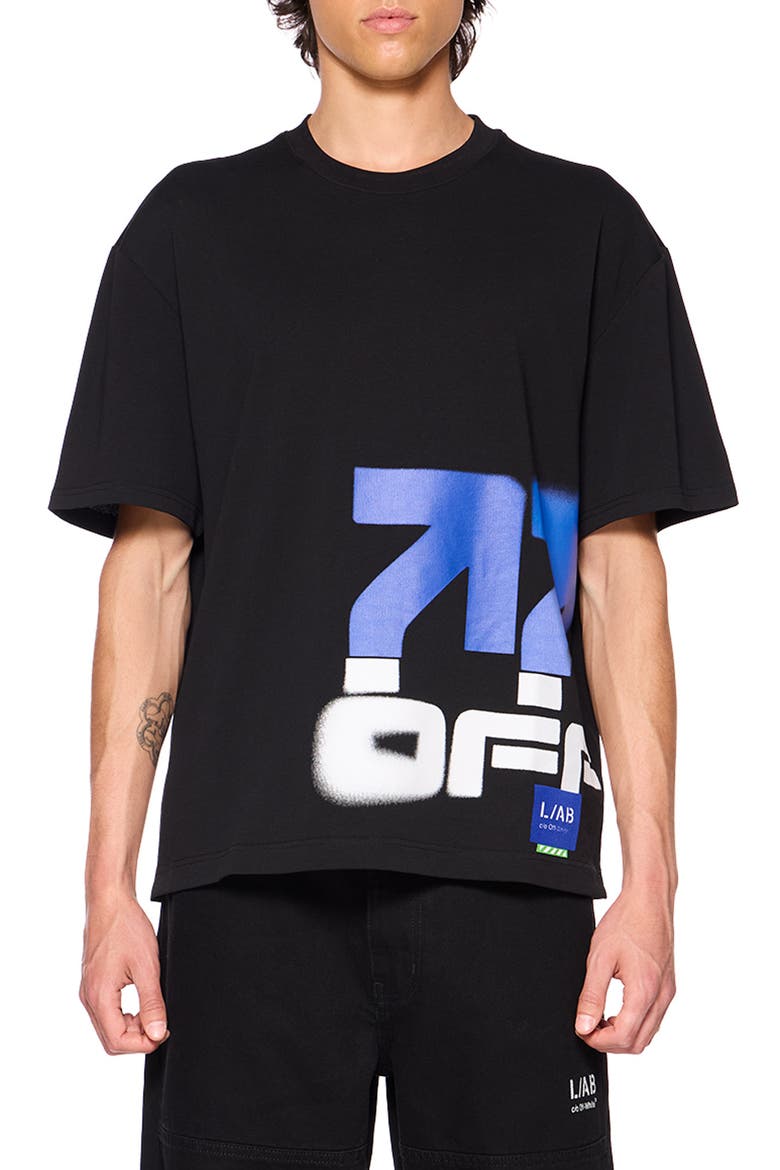 Off Stacked Cotton Graphic T-Shirt, Main, color, BLACK