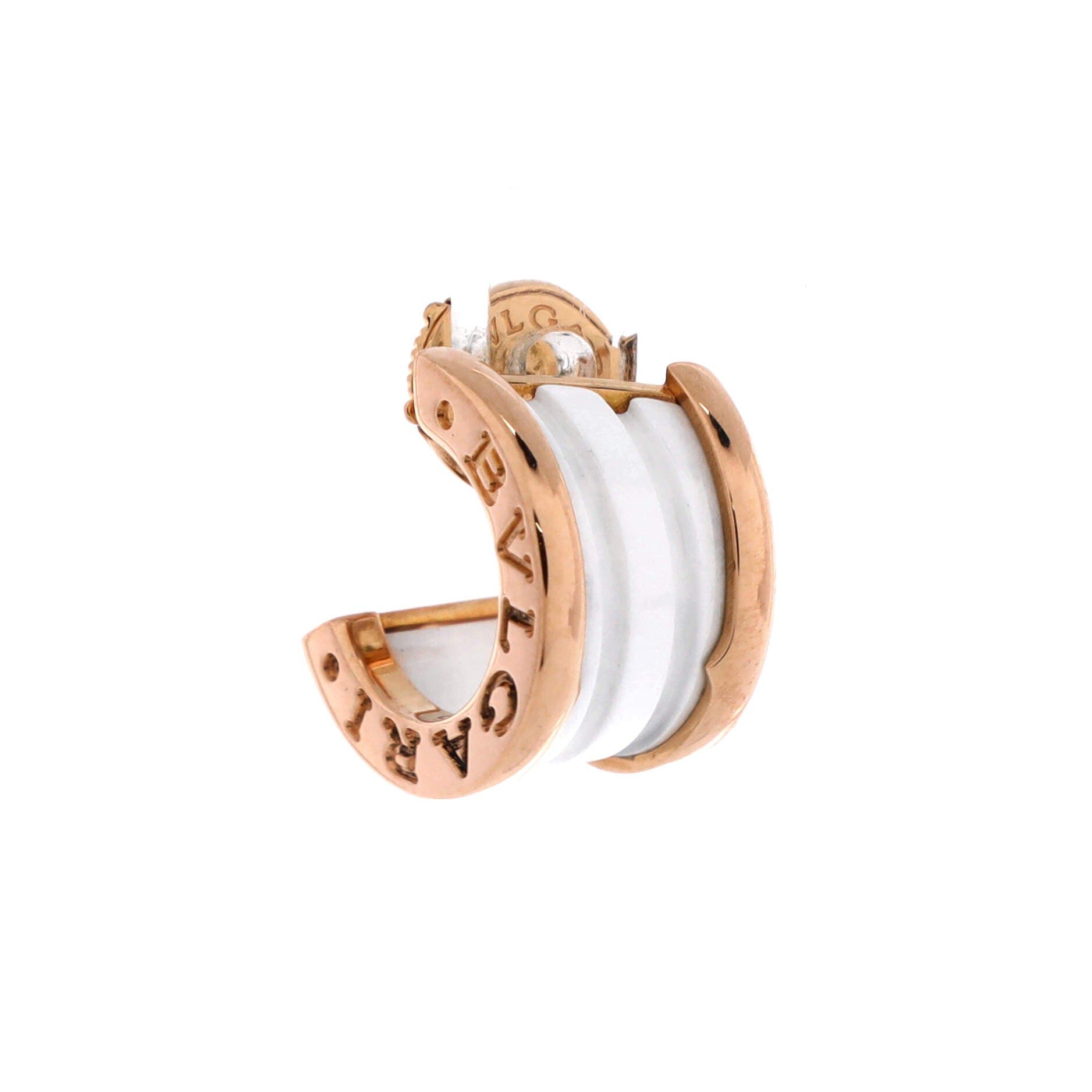 B.Zero1 Hoop Earrings 18K Rose Gold and Ceramic, Alternate, color, Metallic Gold