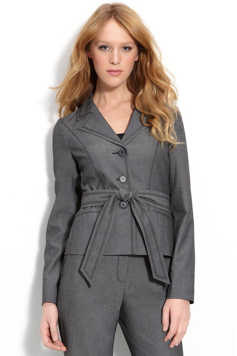 Seamed Belted Jacket, Main, color, BLACK COMBO