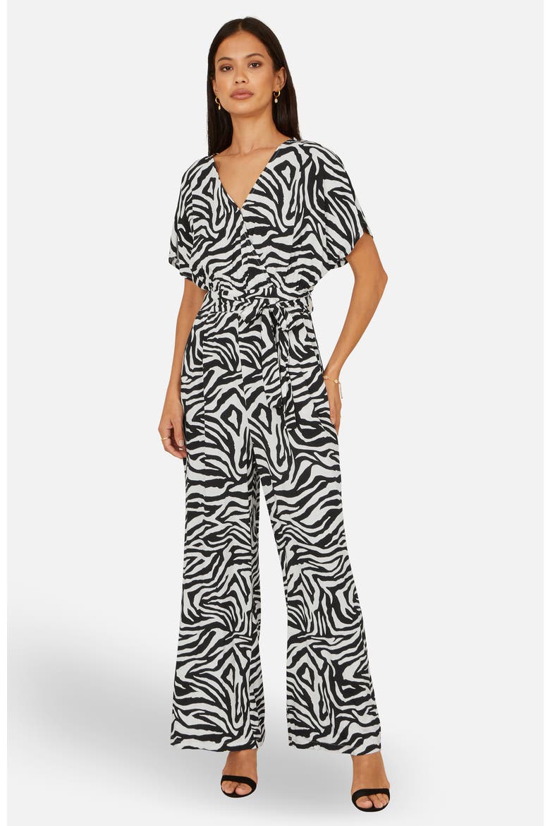 Zebra Print Relaxed Jumpsuit, Main, color, Black