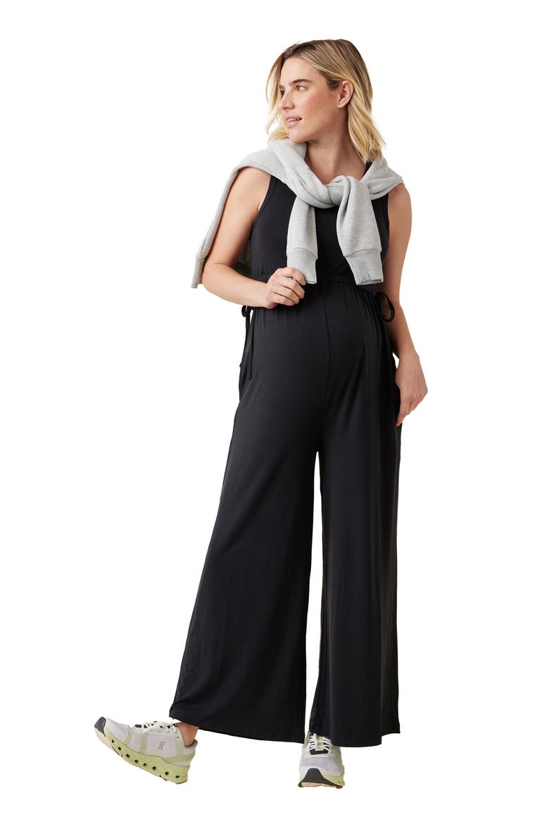 Wide Leg Maternity Jumpsuit, Alternate, color, BLACK