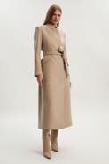Karen Millen Wool Notch Neck Tailored Maxi Coat