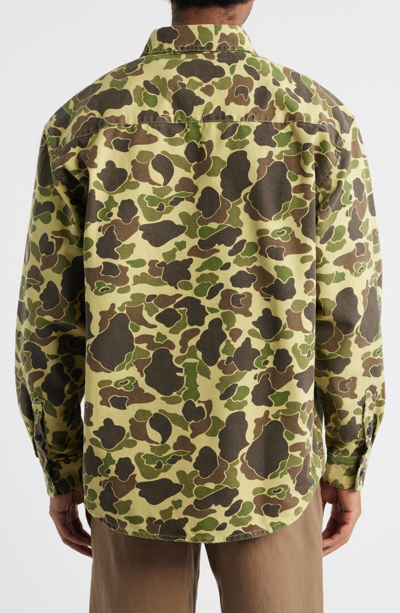 Carhartt Work In Progress Camo Duck Cotton Canvas Button-Up Shirt, Alternate, color, Camo Duck Green Stone Washed