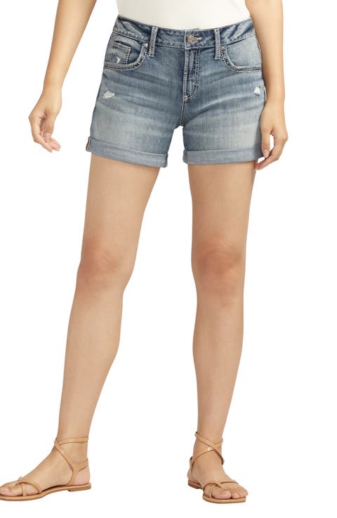 Luxe Stretch Cuff Denim Boyfriend Shorts