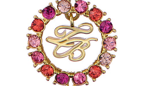 Ted Baker Molli Monogram Crystal Pendant Necklace In Gold Tone Fuchsia Multi