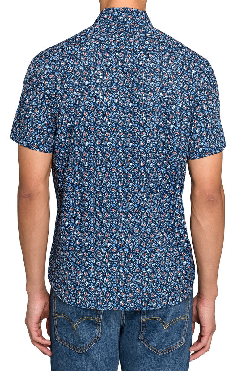 CONSTRUCT Amber Floral Woven Short Sleeve Basic, Alternate, color, Navy/Red