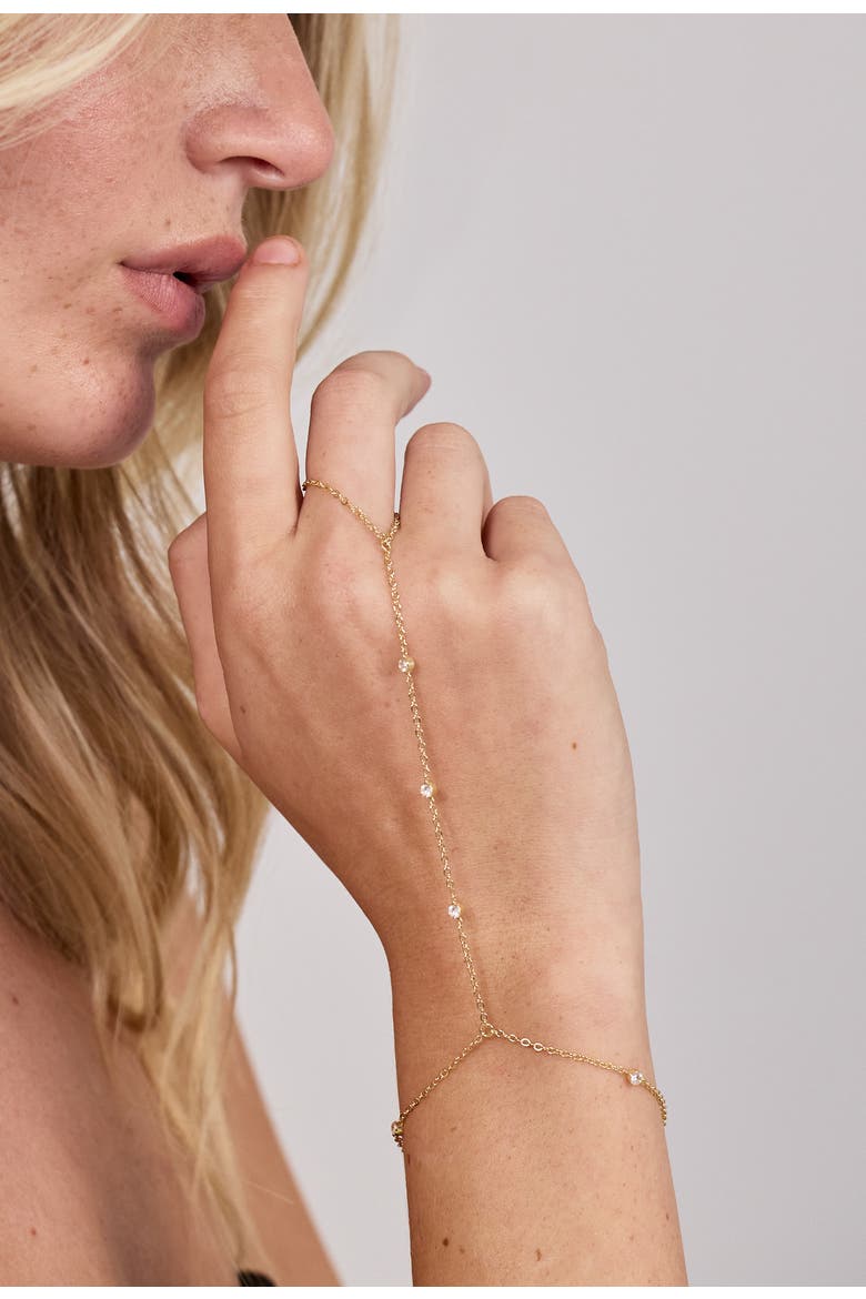 Starlet Crystal CZ Hand Chain Bracelet, Alternate, color, Gold