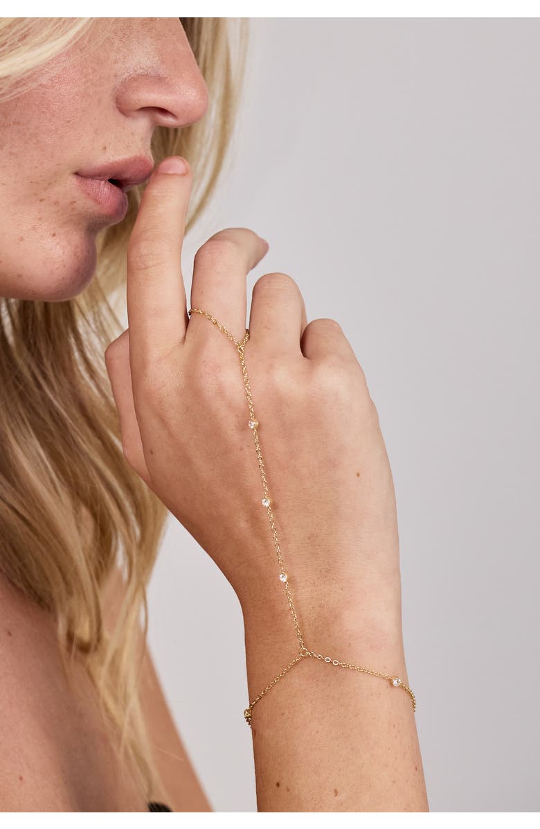 Electric Picks Starlet Crystal CZ Hand Chain Bracelet, Alternate, color, Gold