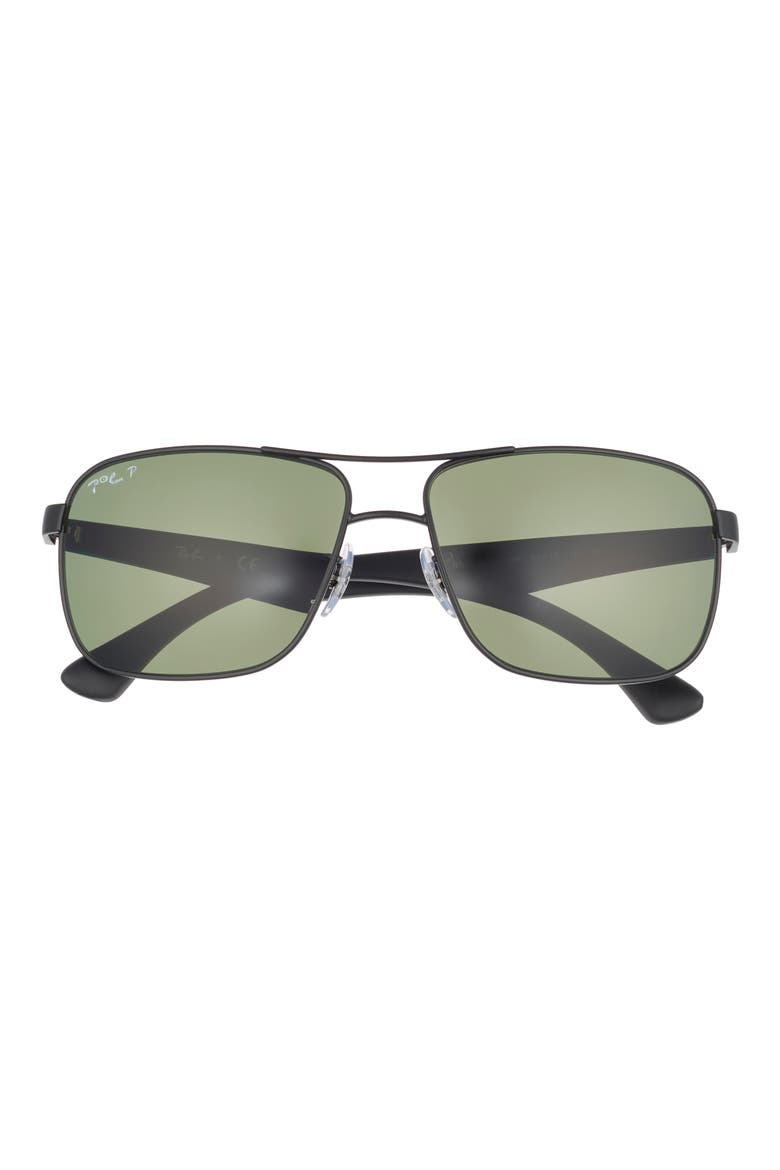 59mm Polarized Navigator Sunglasses, Main, color, MATTE BLK