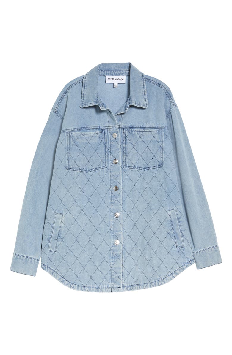 Steve Madden Lennon Quilted Denim Shacket, Alternate, color, 